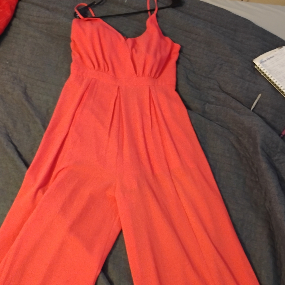 Coral Sleeveless Wide-Leg Jumpsuit